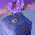 Hollow Purple Heart Korean Crystal Necklace
