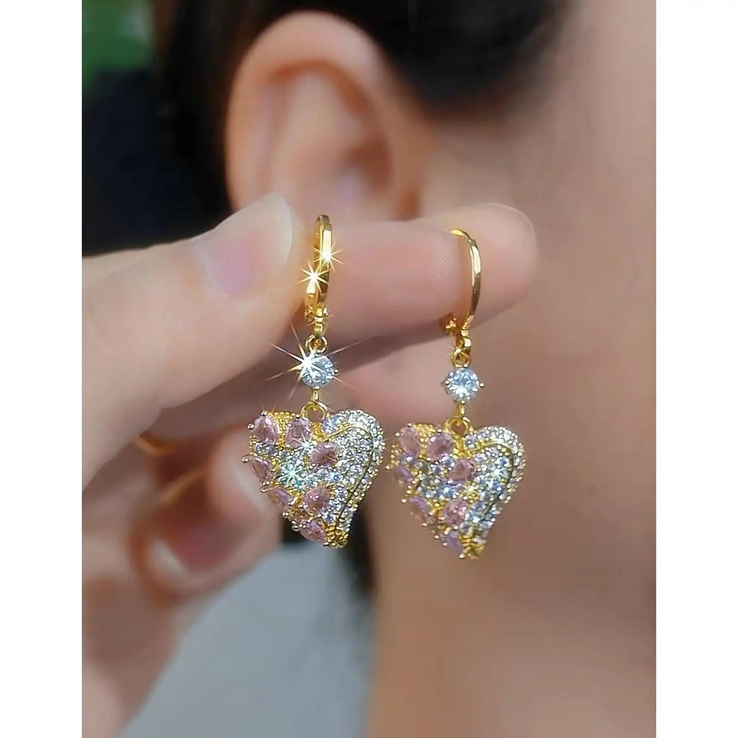 Hot Crystal Heart Earrings
