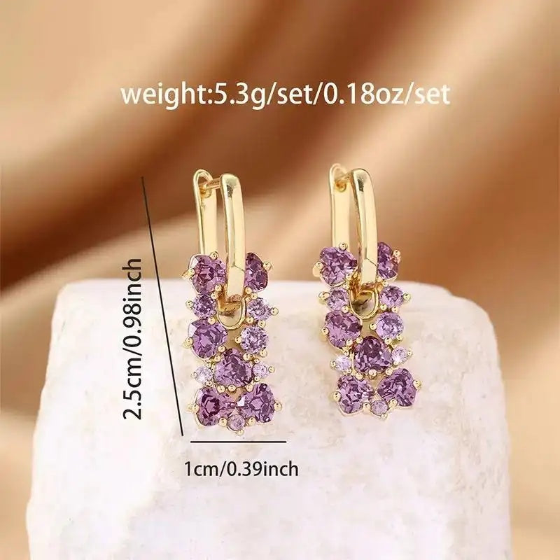 Hot Purple Crystal Earrings