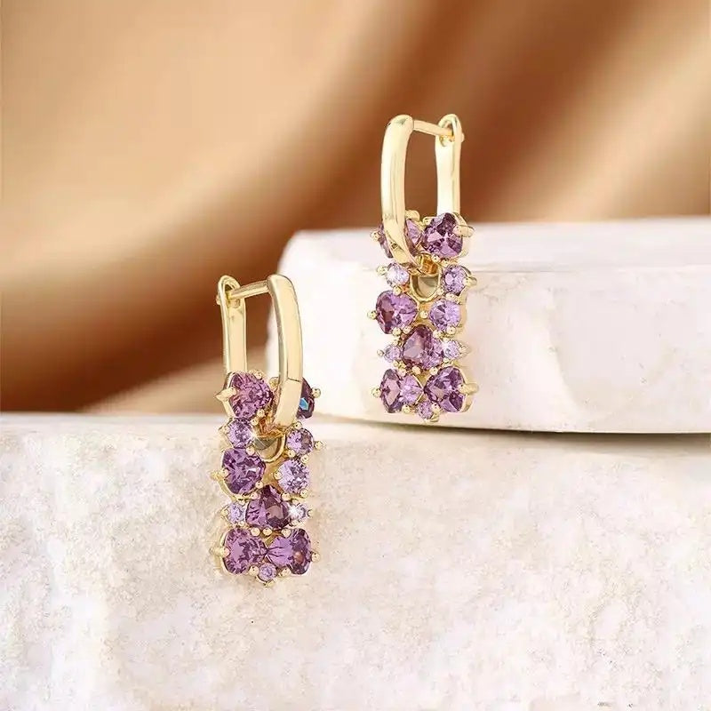 Hot Purple Crystal Earrings