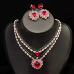 Hot Red Heart Crystal and Jewelry Set