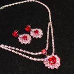 Hot Red Heart Crystal and Jewelry Set