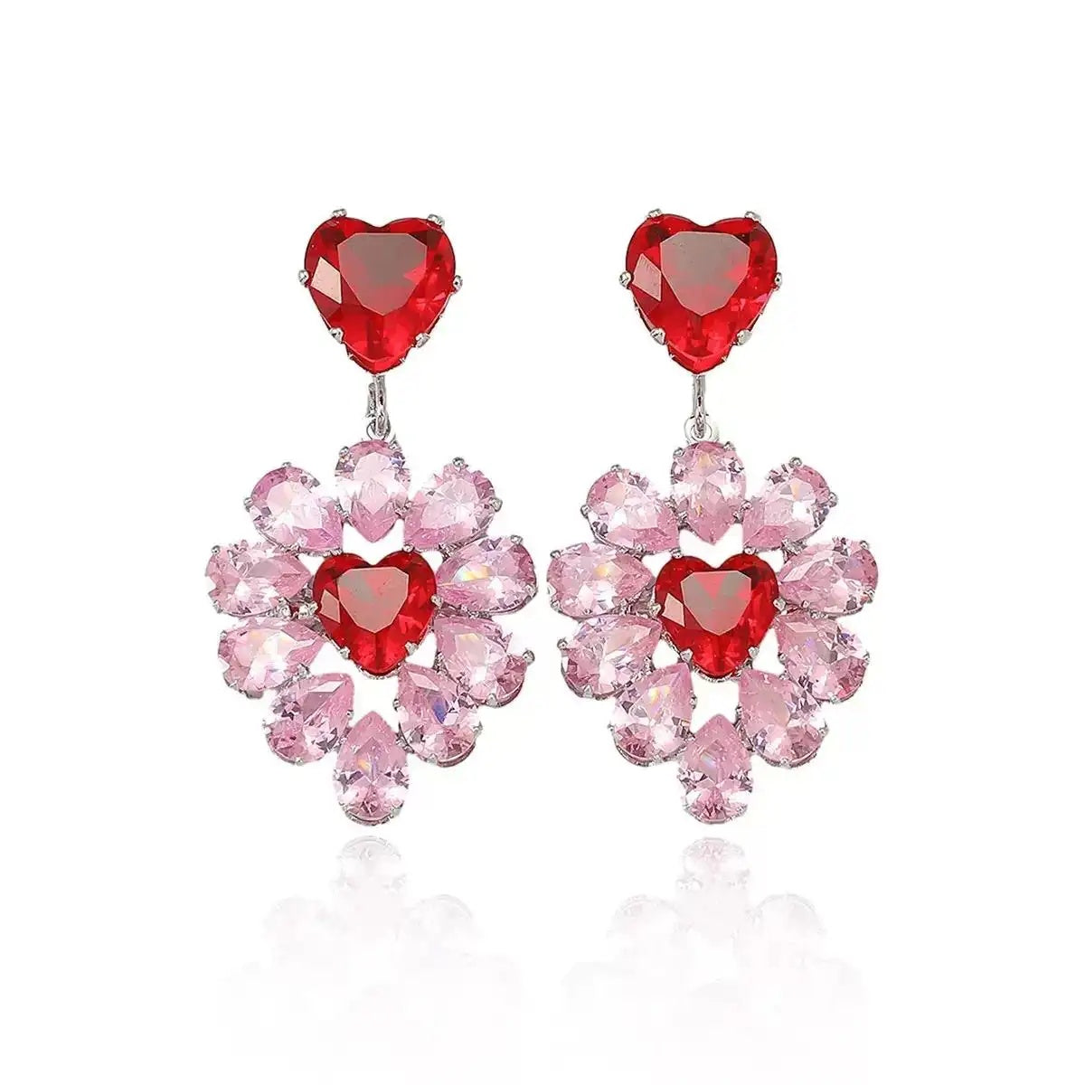 Hot Red Heart Crystal and Jewelry Set