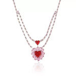Hot Red Heart Crystal and Jewelry Set