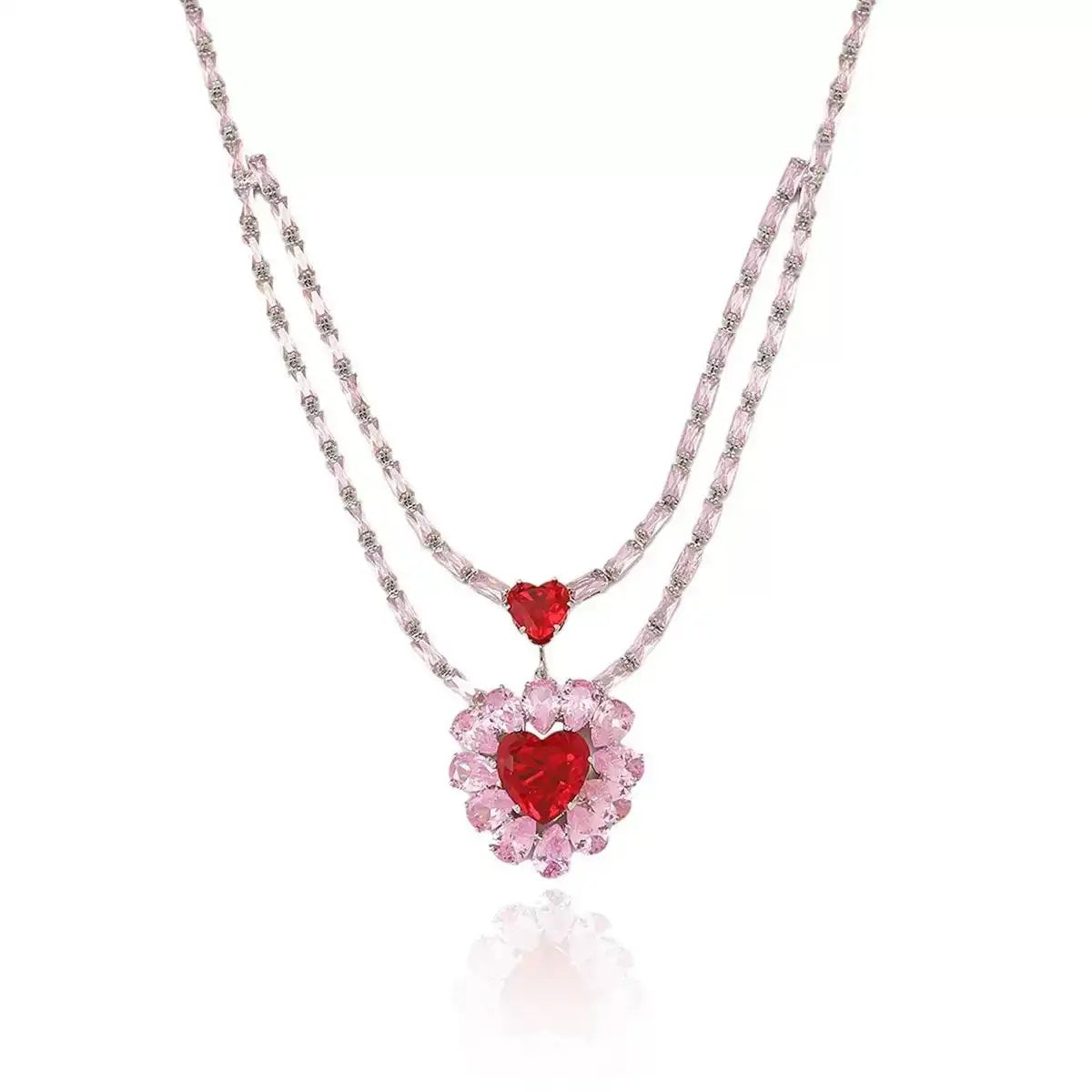 Hot Red Heart Crystal and Jewelry Set