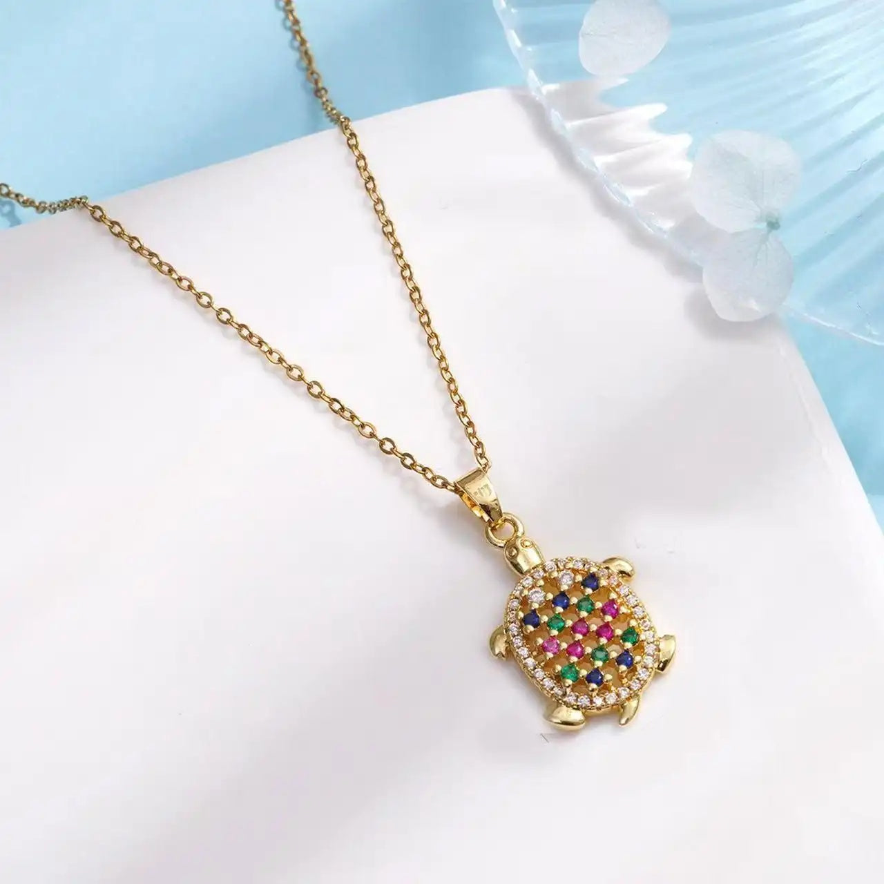 Hot-Selling Gold- Crystal Ocean Turtle Necklace