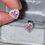 Hot-Selling Pink Heart Stud Earrings