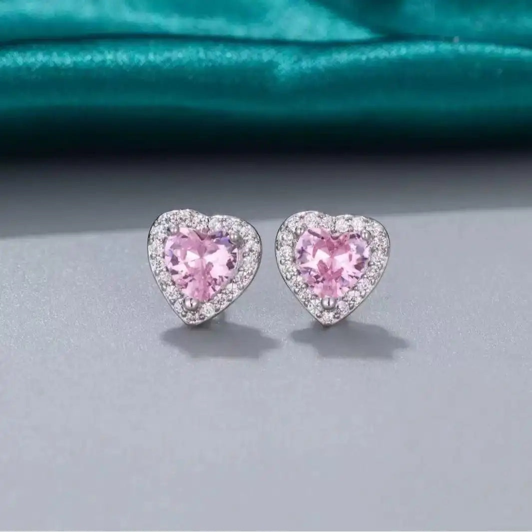 Hot-Selling Pink Heart Stud Earrings