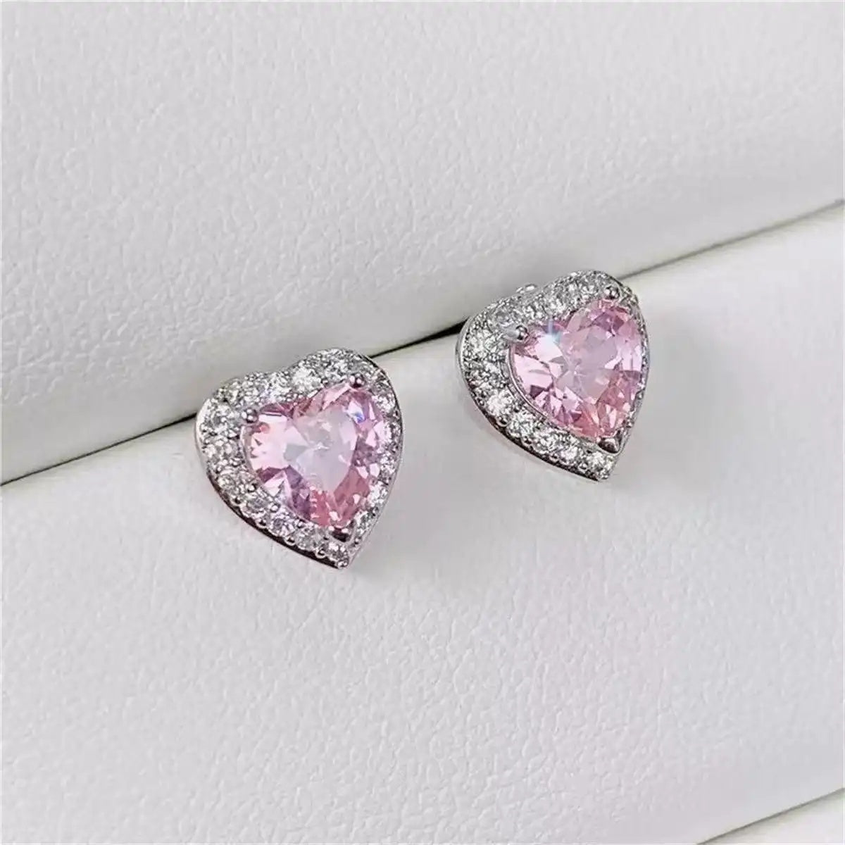 Hot-Selling Pink Heart Stud Earrings