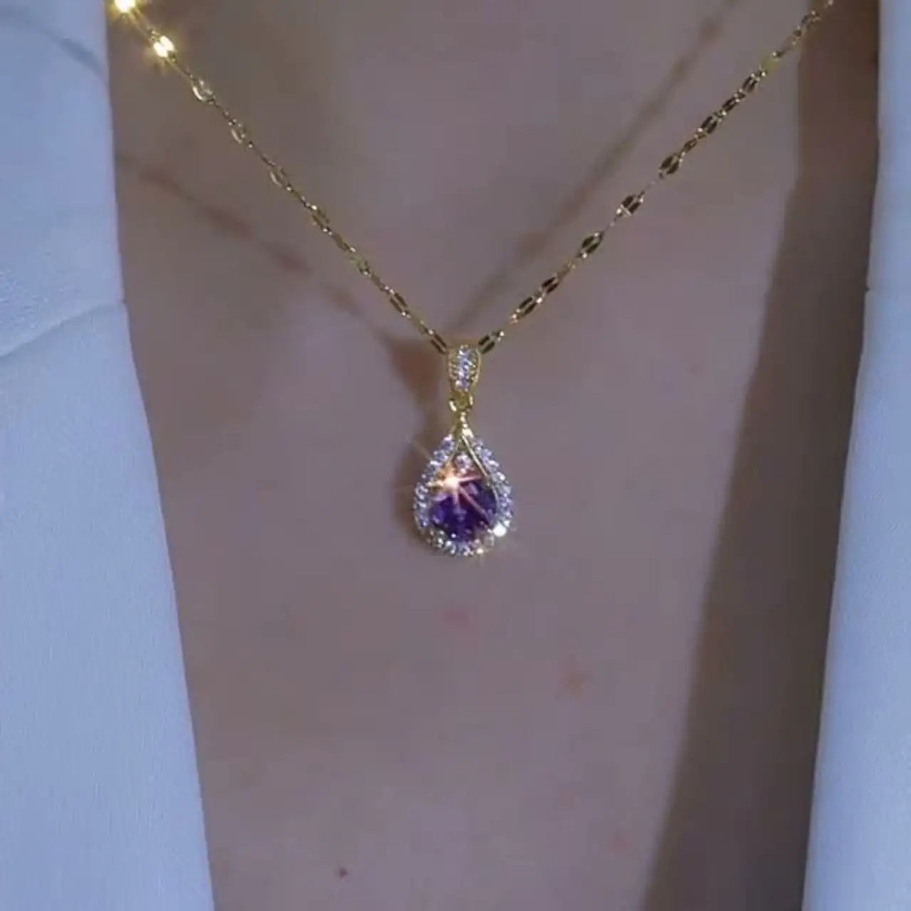 Hot-Selling Purple Teardrop Necklace