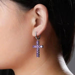 Hot-Selling Square Crystal Cross Drop Earrings
