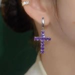 Hot-Selling Square Crystal Cross Drop Earrings