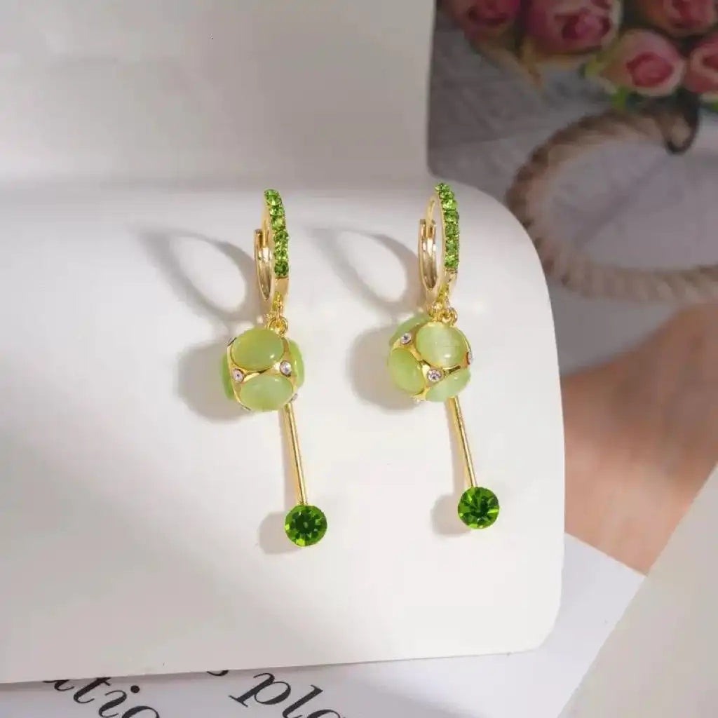 Hydrangea Flower Crystal Ball Drop Earrings
