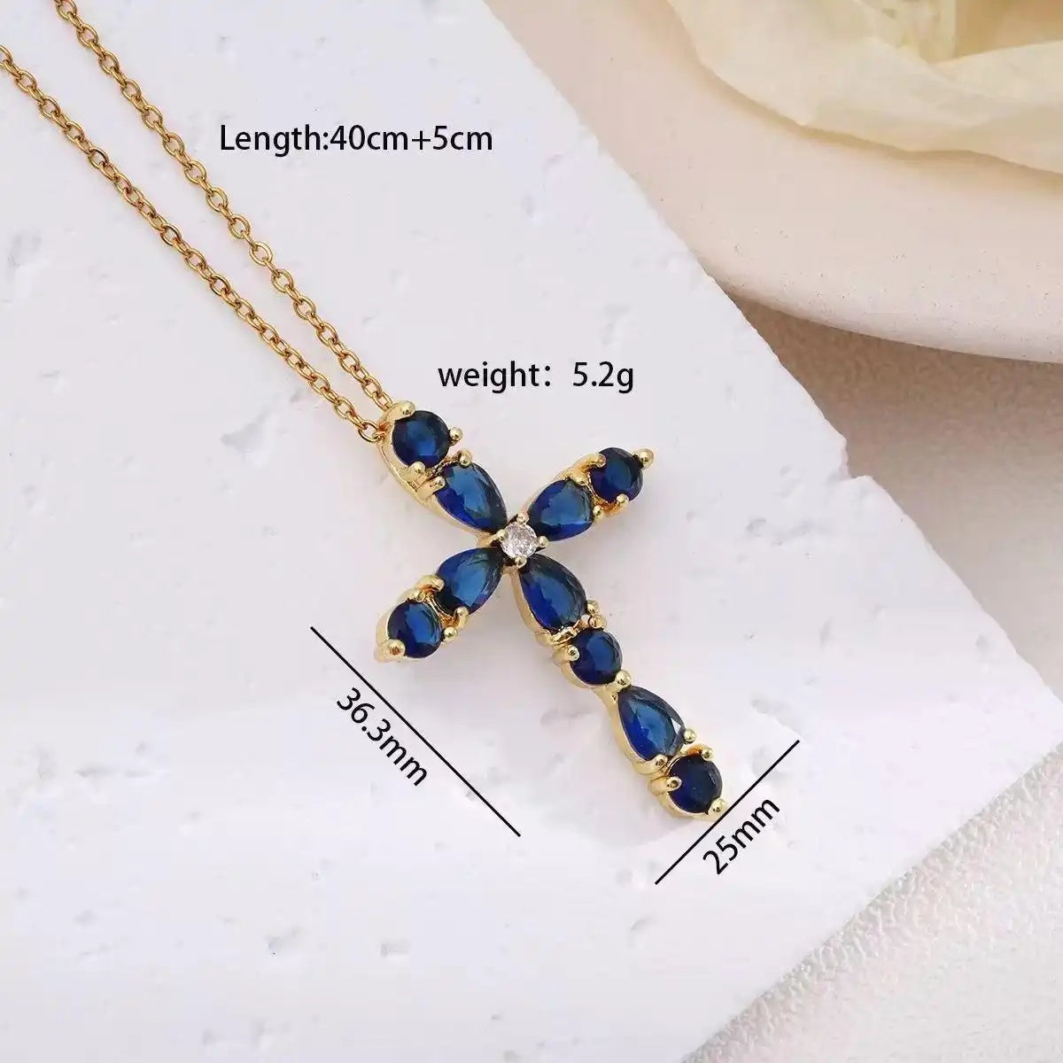 Ins Colorful Crystal Teardrop Geometric Necklace