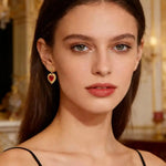 Ins Red Sacred Heart Flame Stud Earrings