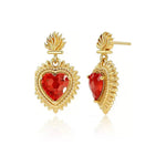 Ins Red Sacred Heart Flame Stud Earrings