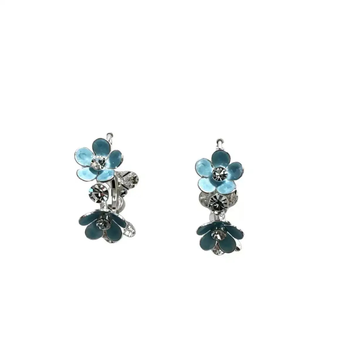 Iridescent Blue Flower Earrings