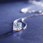 Iridescent Cube Crystal Pendant Necklace