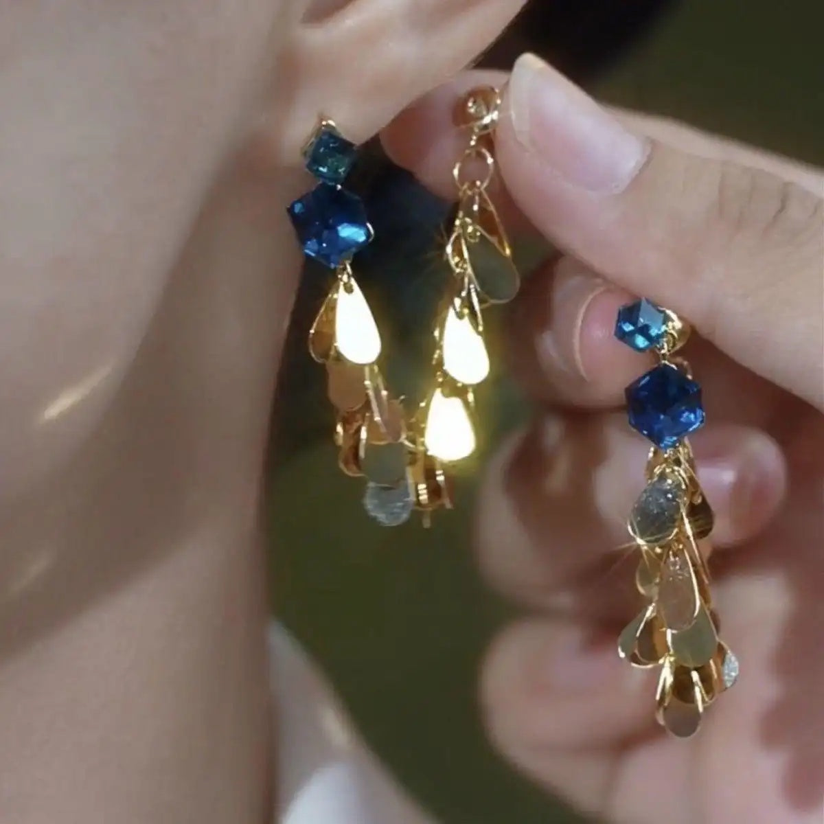 Irregular Metal Textured Diamond Geometric Earrings