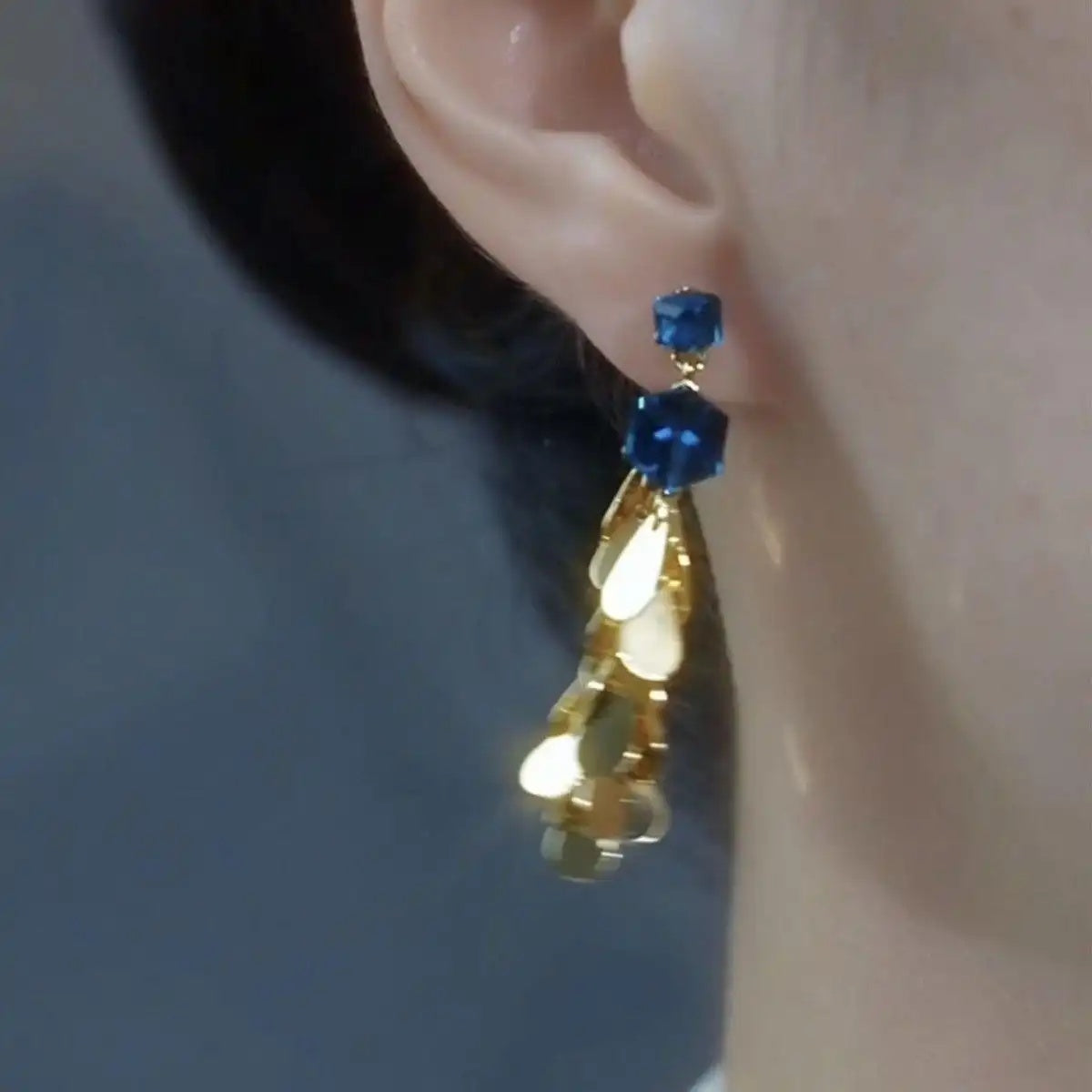 Irregular Metal Textured Diamond Geometric Earrings