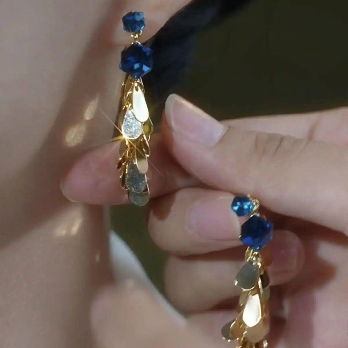 Irregular Metal Textured Diamond Geometric Earrings