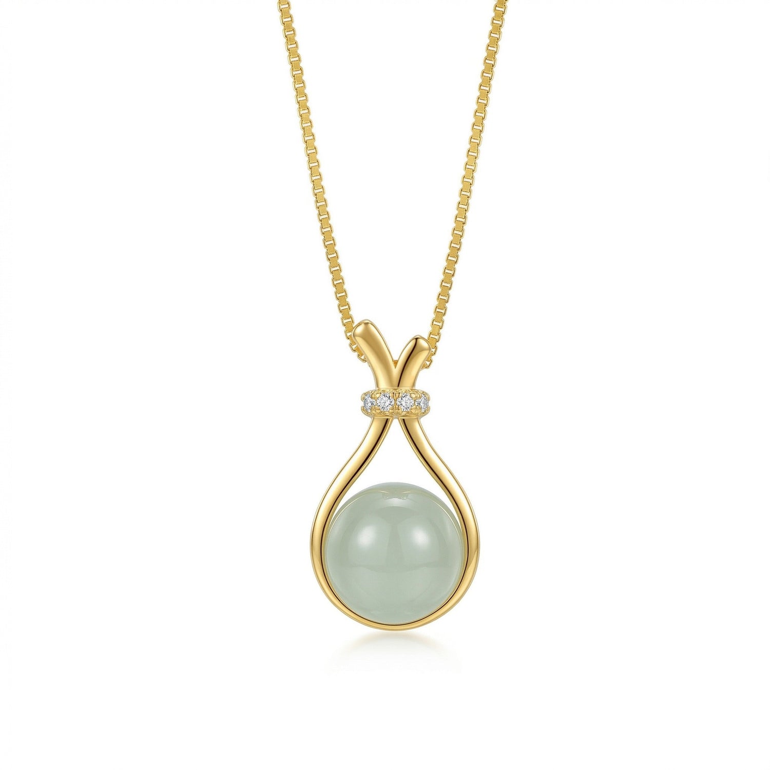 Jade Green Cabochon Teardrop Pendant Necklace