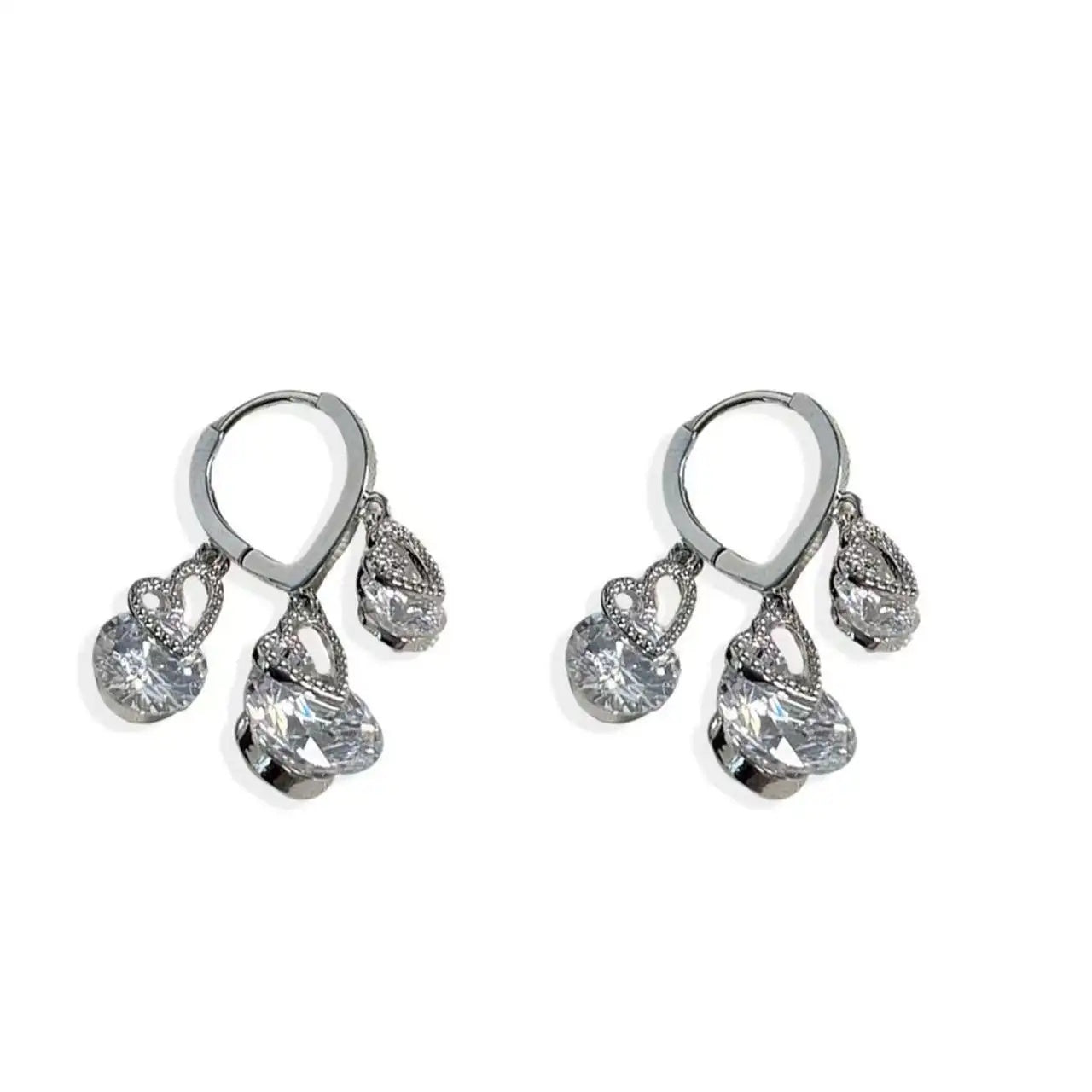 Japan Korea Crystal Ball Tassel Drop Earrings