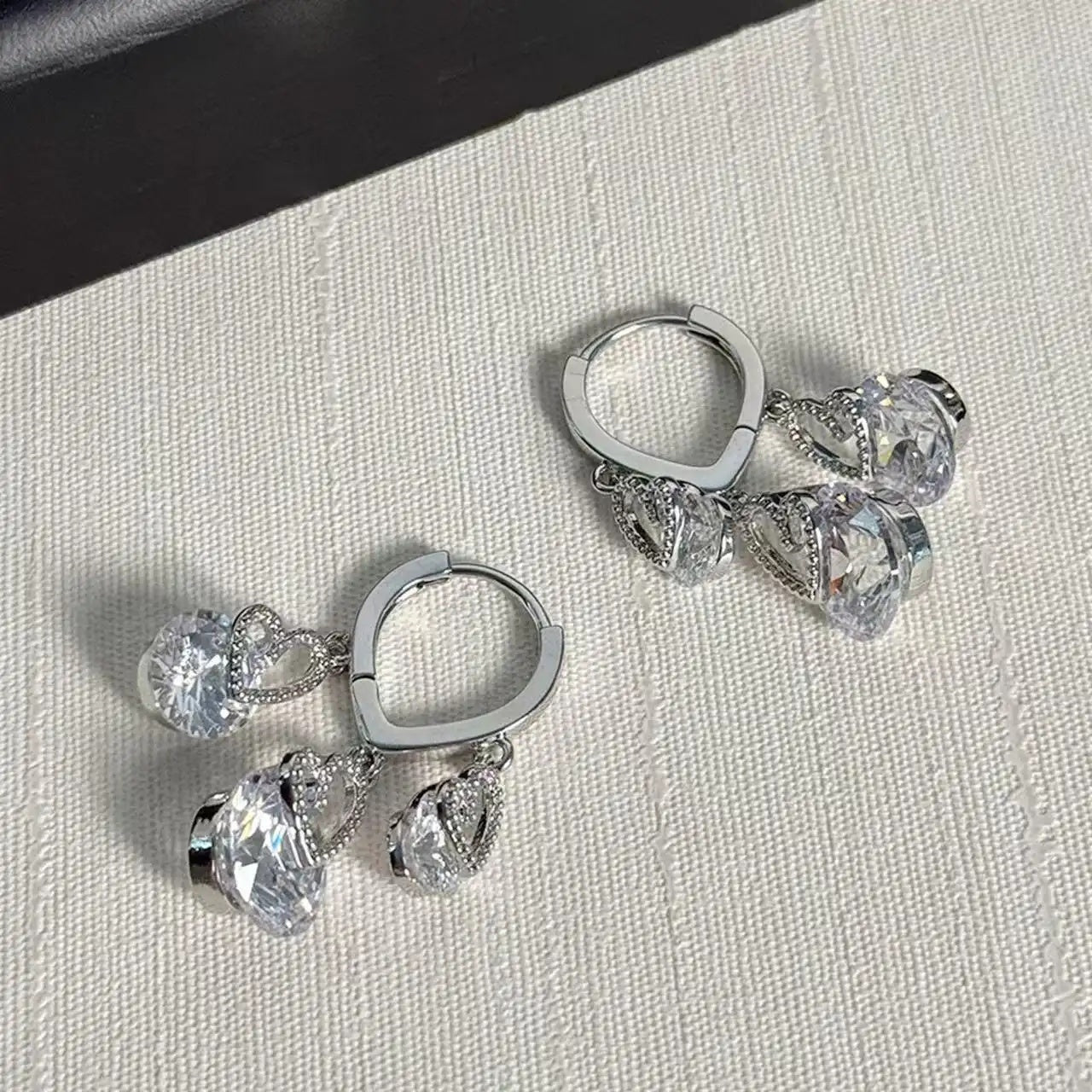 Japan Korea Crystal Ball Tassel Drop Earrings
