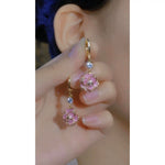 Japan Korea Oil-Dripping Camellia Tassel Ear Cuffs