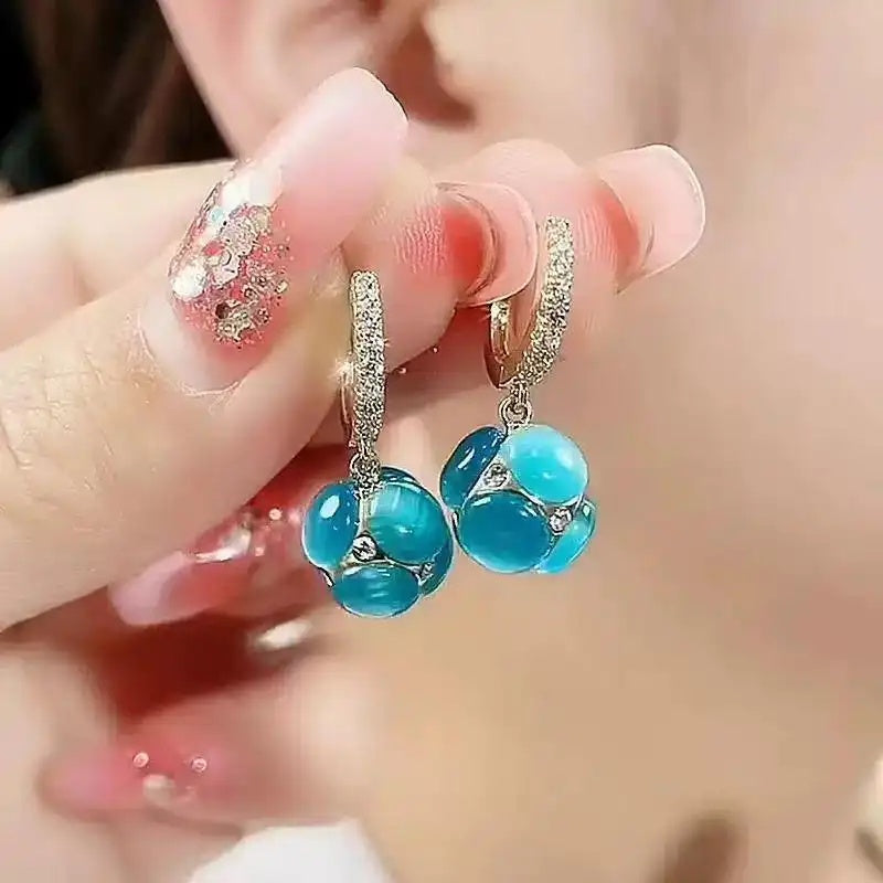Japanese and Korean Crystal Cat Earrings