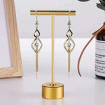Japanese and Korean Geometric Diamond Drop Earrings