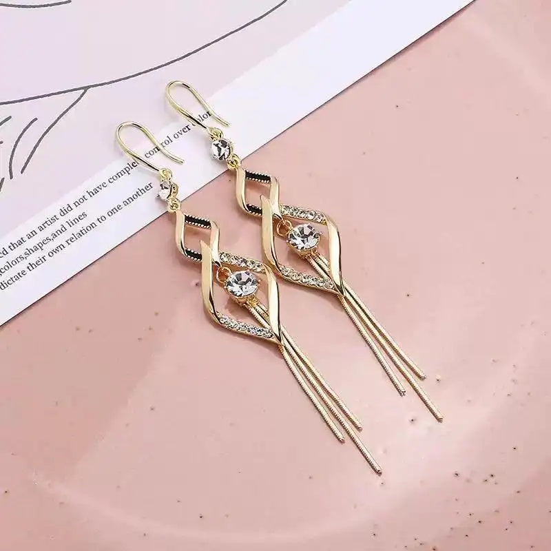 Japanese and Korean Geometric Diamond Drop Earrings