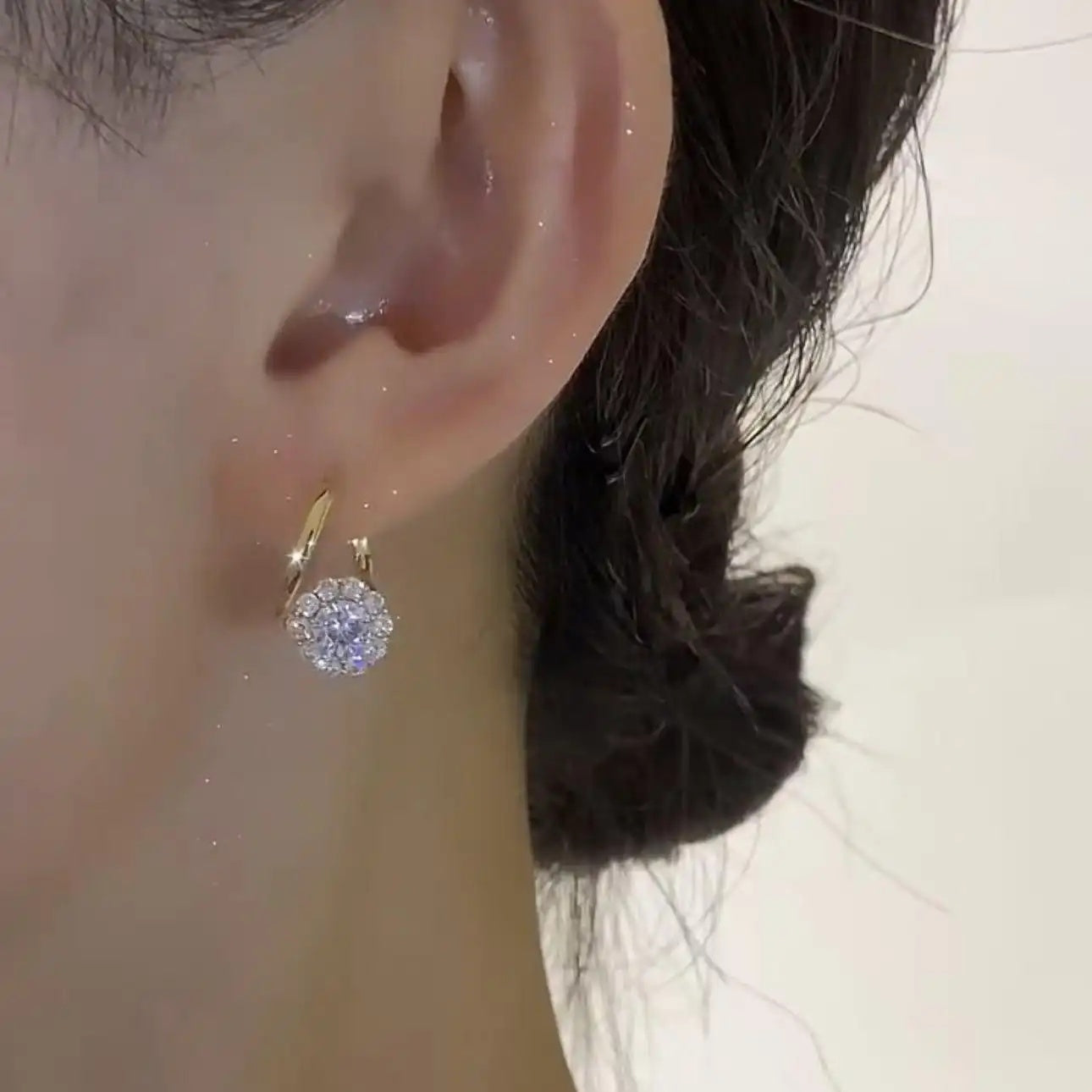 Japanese and Korean Rotatable Crystal Earrings