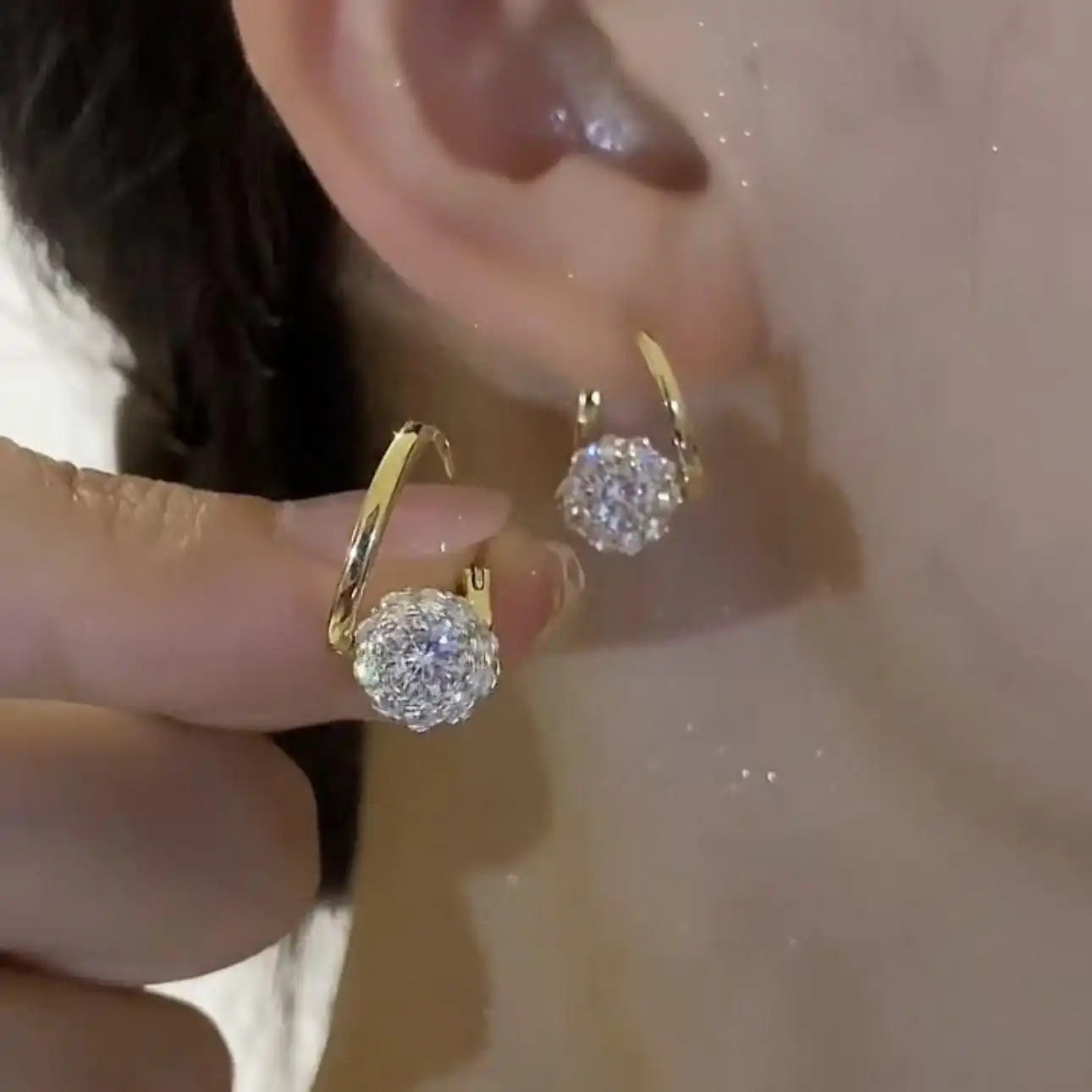Japanese and Korean Rotatable Crystal Earrings