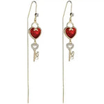 Japanese Korean Red Heart 520 Drop Earrings