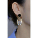 Korean Asymmetrical Heart Flower Needle Earrings