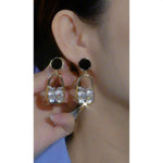 Korean Asymmetrical Heart Flower Needle Earrings