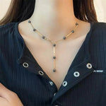 Korean Black Diamond Y-Shaped Necklace