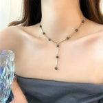 Korean Black Diamond Y-Shaped Necklace