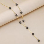 Korean Black Diamond Y-Shaped Necklace