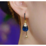 Korean Blue Teardrop Drop Earrings