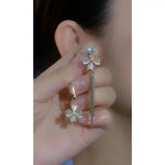 Korean Cat Eye Ear Floral Earrings