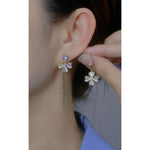 Korean Cat Eye Ear Floral Earrings