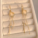 Korean Cat Eye Long Tassel Drop Earrings