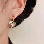 Korean Color Crystal Heart Earrings