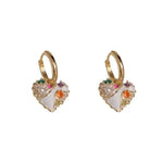 Korean Color Crystal Heart Earrings
