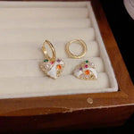 Korean Color Crystal Heart Earrings