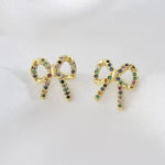 Korean Colorful Crystal Bow 3d Drop Earrings