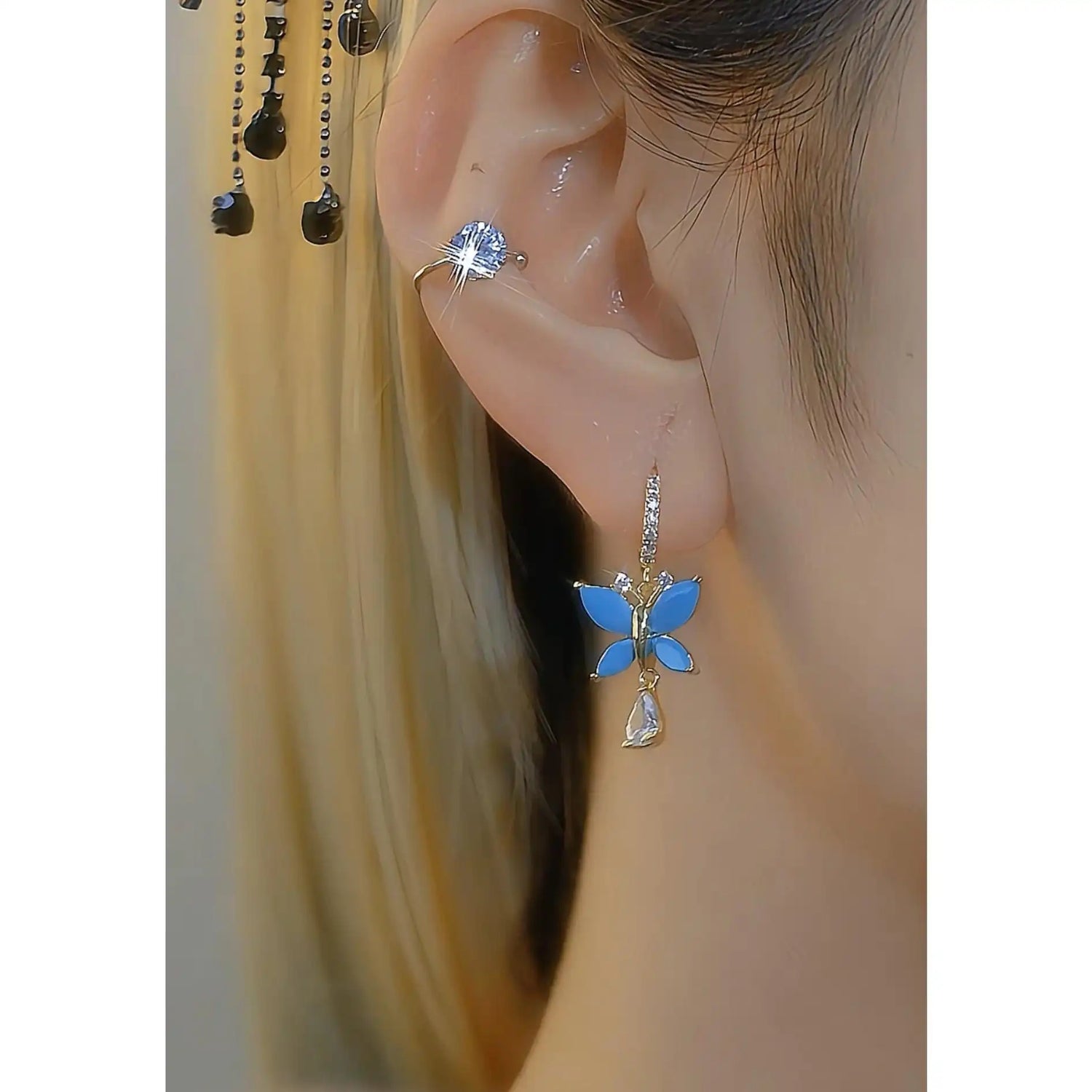 Korean Crystal Bow and Studearrings Stud Earrings