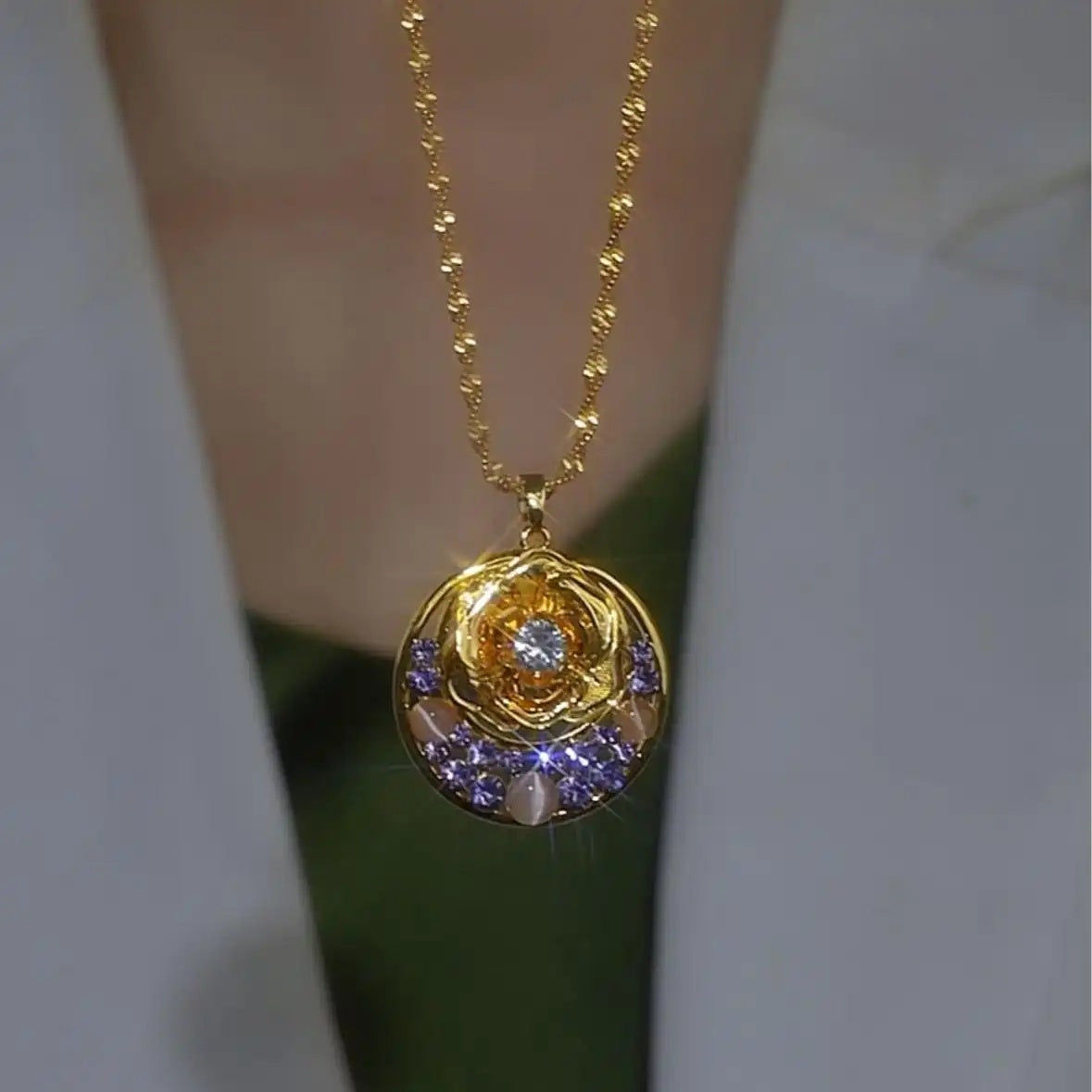 Korean Crystal Circle Necklace